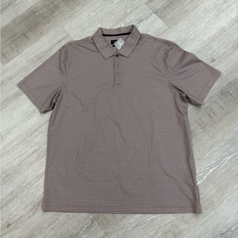 Bugatchi Brown & Navy Blue Polo Shirt - Size XXL
